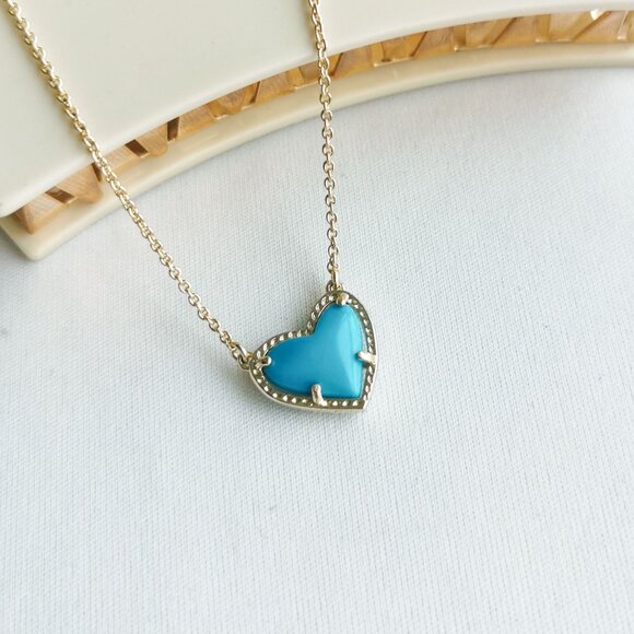 Kendra Scott Ari Heart Gold Turquoise Necklace - Picture 1 of 4